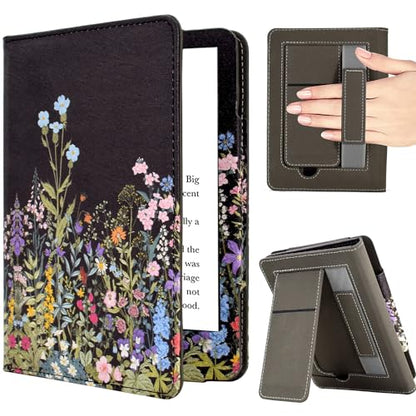 KEROM 7 Inches Kindle Paperwhite & Colorsoft Case, Floral Design, Water Resistant, Slim Fit Shell, Polycarbonate/Polyurethane