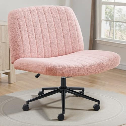 OLIXIS Criss Cross Chair 7262V2-TDPK Ergonomic Indoor Wide Seat Adjustable Rolling Armless Soft Fabric