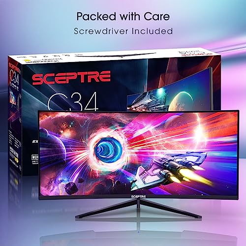 Sceptre 34-Inch Curved Ultrawide Monitor (3440 x 1440), R1500, 165Hz, VA Panel, LED Display