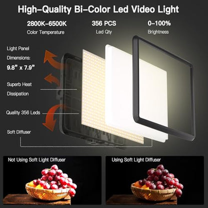 NiceVeedi 2 Count NV-15WHT 2800K-6500K LED Video Light Kit