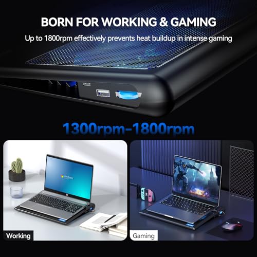 TECKNET 14-15.6" FBA_49498 Cooling Pad Air 2 Fans 2 Speed Adjustable Laptop Cooling Stand