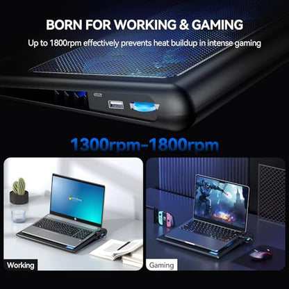 TECKNET 14-15.6" FBA_49498 Cooling Pad Air 2 Fans 2 Speed Adjustable Laptop Cooling Stand