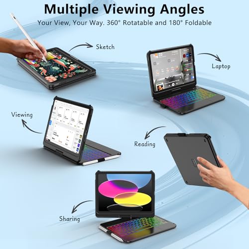 HOTLIFE 10.98x7.96x1.2 inch A3354/A3355/A3356 Touch Keyboard Case for iPad 11th/10th Generation