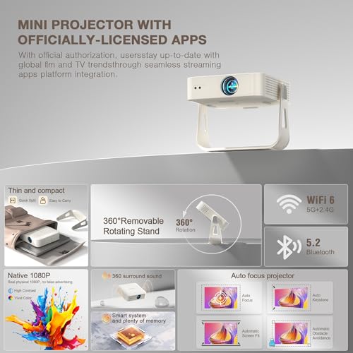 XuanPad Q5 Portable Mini Projector 1920 x 1080 Full HD LCD Display