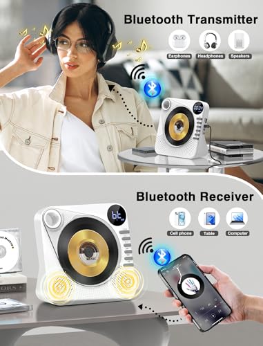 Greadio Desktop CD Player CD86 Bluetooth AUX 5W 2 Channel Audio CD Player