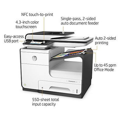 HP PageWide 377dw Color Multifunction Printer, Inkjet, 1200 x 600 dpi, Wireless Connection, Automatic Duplex