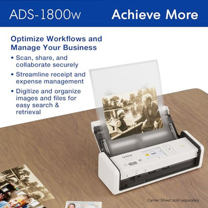 Brother ADS-1800W Document Scanner | 600dpi | USB and Wi-Fi Connection