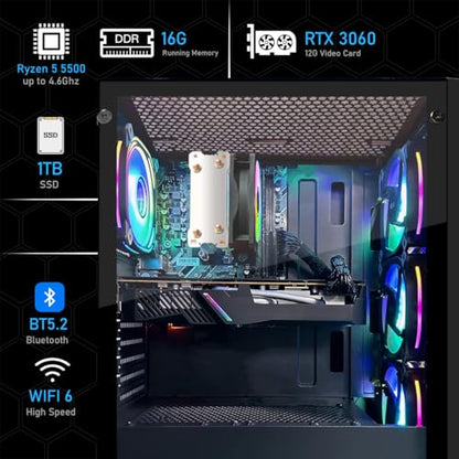 STGAubron Computer Tower ABR1722 Ryzen 5 5500 1TB SSD 16GB DDR4 1920x1080