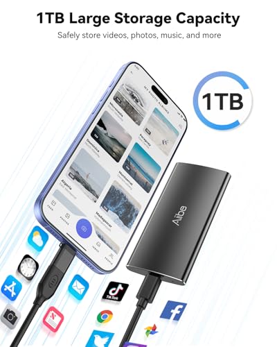 Aiibe 1TB External SSD 8303cc80-dd68-4d5a-af68-c17c2b3f8729 USB-C 1050MB/s Portable Solid State Drive