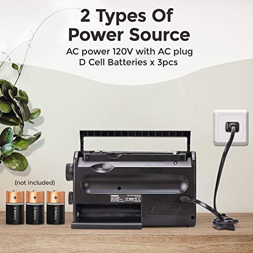PRUNUS 9.17" J05 Analog Portable Battery Powered AM/FM/Weather Radio