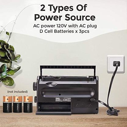 PRUNUS 9.17" J05 Analog Portable Battery Powered AM/FM/Weather Radio