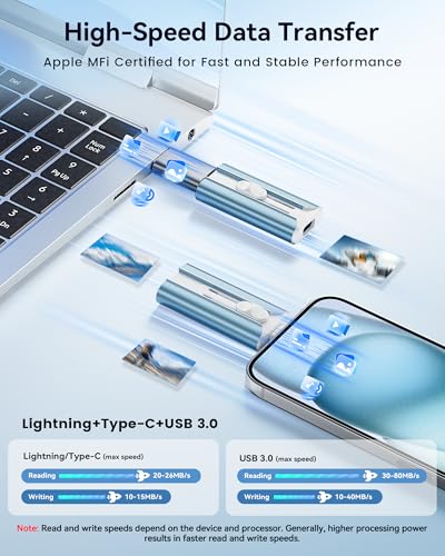 LESOGE 256GB LES2456 MFi Certified Lightning and USB Memory Stick