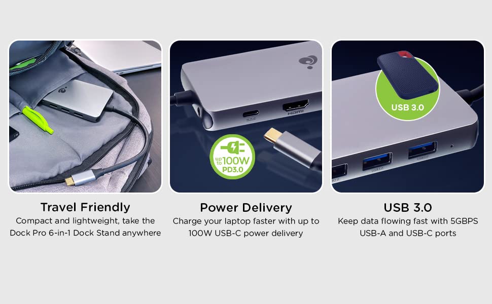 IOGEAR 6.3" x 3.6" x 0.7" GUD3C4K3P USB Type C Docking Station with 11 Ports, 2 HDMI, 100W Power Delivery