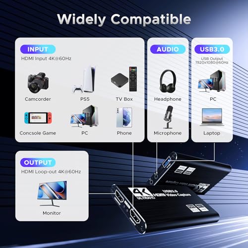 XIIXMASK NXA055_55L USB 3.0 HDMI Video Capture Card 1080P 60FPS 2K 30FPS
