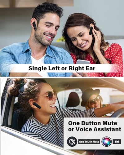 HiHiniu S525 Bluetooth 5.3 Single Ear Headset with 16 Hours Talk Time, Environmental Noise Cancellation and Dual Microphone
