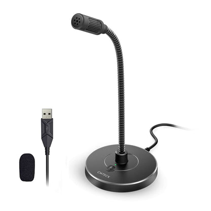 CMTECK USB Computer Microphone G009, Unidirectional, 30dB Sensitivity, 76 dB SNR, Black, Corded Electric