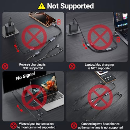 KiwiBird USB-C Splitter 1 in 2 Out Male to Female Adapter, 480 Mbps Data Transfer Rate, Grey