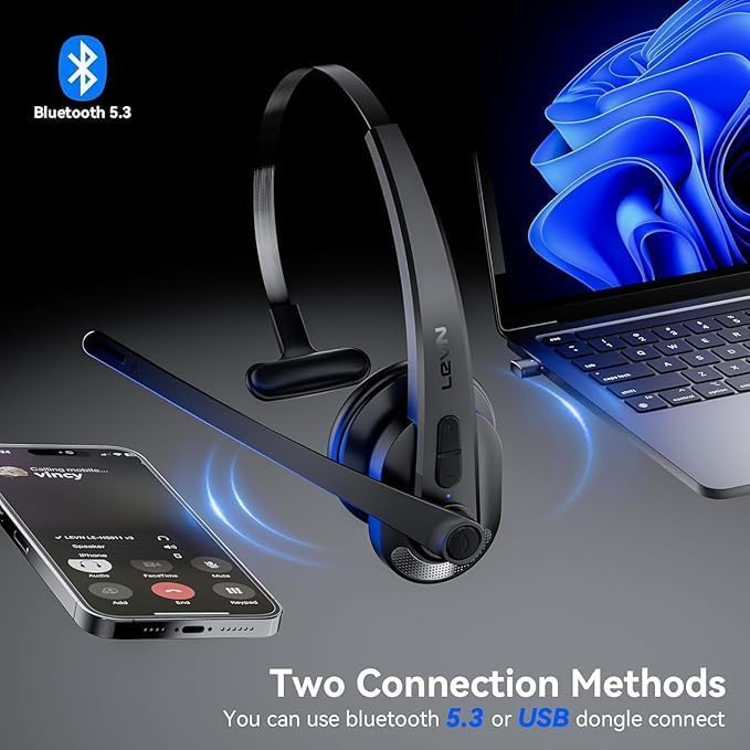 LEVN Wireless Headset HS011V1 - On Ear - Bluetooth - Black