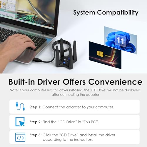 WAVLINK AX1800 USB WiFi Adapter WN693A5 USB 3.0 Dual Band 1800 Mbps Wireless Adapter for Windows 10/11
