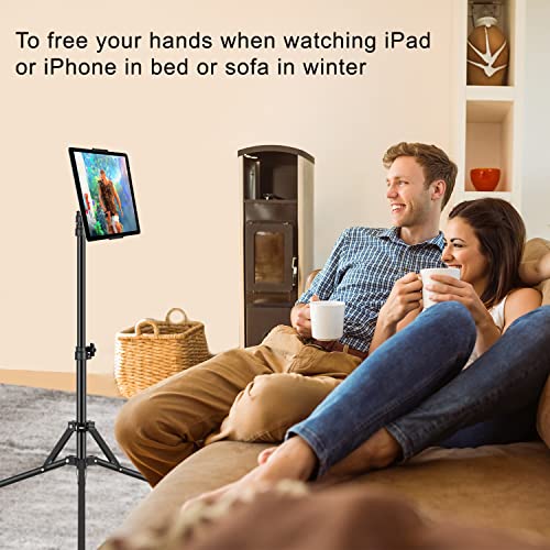 SAMHOUSING Tripod Floor Stand Model 21, Adjustable Height 42.5-165 cm, Compatible with Multiple Tablet and Smartphone Models, Aluminum Construction