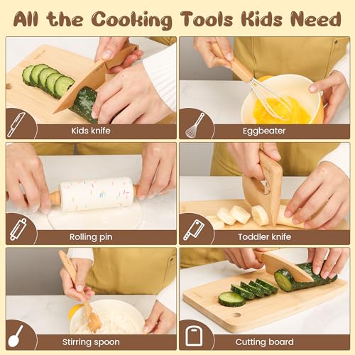 LUOLAO Common Size D1-Cookingset-001 Wooden Kids Knife Set