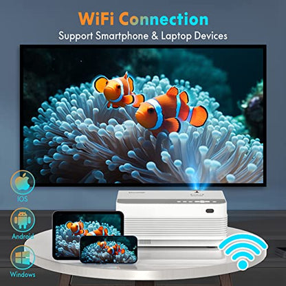 Visoud Portable Projector with Wi-Fi and Bluetooth, 1920x1080 Resolution, LCD, Suitable for Educational Use