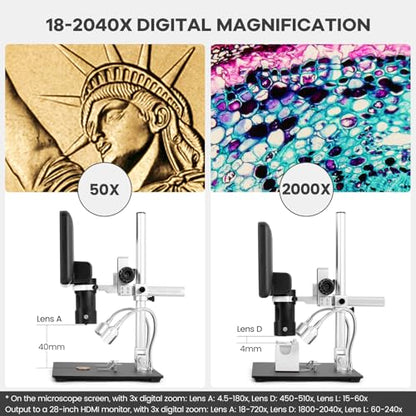 Andonstar 7 In AD246S-M 2160P Digital Microscope 2040x 240V LED Achromatic Handheld