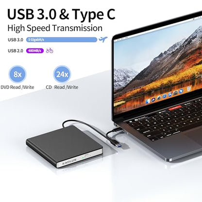 Kadlun 5.6" External CD DVD Drive SY905 USB 3.0 USB Type C Optical Drive