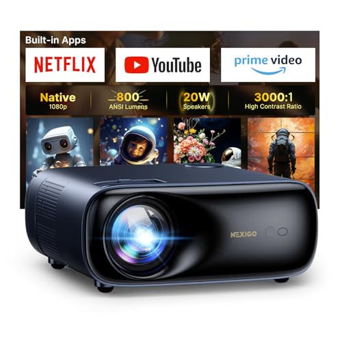 NexiGo 11.3x10.78x4.8 Inches PJ40 Ultra 800 ANSI Lumens Native 1080p Video Projector