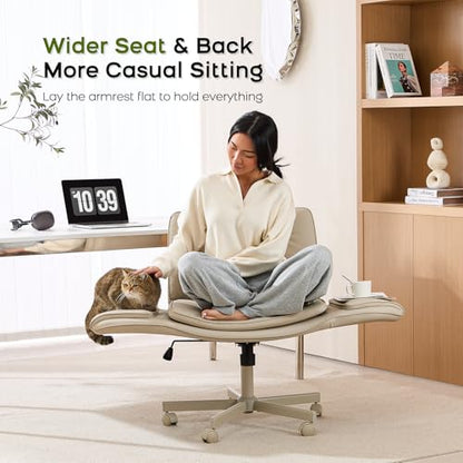 Amseatec LY-8267-CRE-US Office Chair, Adjustable Height, Swivel, Indoor Use, Cream