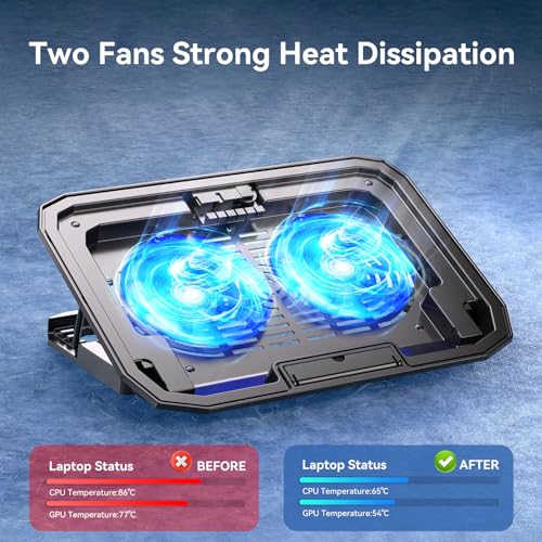 KYOLLY Laptop Cooling Pad N106 Metal Enclosure 2 Fans Air Cooling 14.29"x10.2"x1.25" 0.83kg