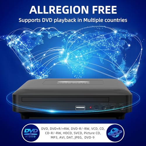 Toborher Mini HD DVD Player DVD-USV9 1080P Region Free HDMI RCA