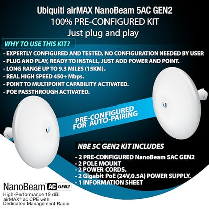 GOOD STORY Fixed Antenna NBE-5AC-GEN2 Wireless Bridge 450 Mbps 5 GHz Point-to-Point