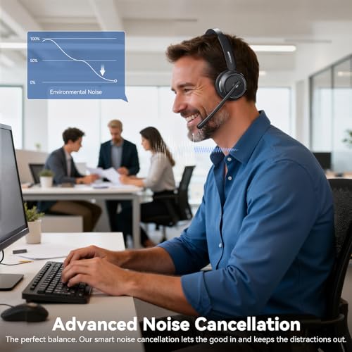 Waxop 1 Count WX-HS012 Wireless Headset with Environmental Noise Cancellation