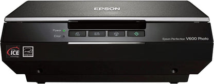 Epson V600 Photo Flatbed Scanner, 9600 dpi, USB Wired, Black, Compact Design