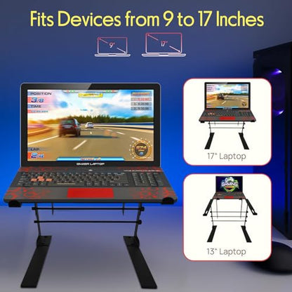 Pyle Portable Dual Laptop Stand PLPTS38 - Height Adjustable, Anti-Slip Features, Black