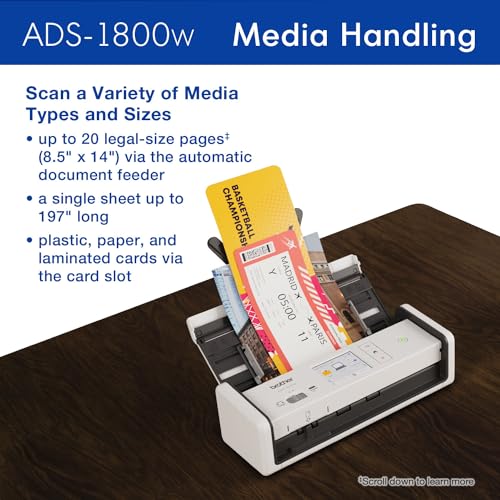 Brother ADS-1800W Document Scanner | 600dpi | USB and Wi-Fi Connection