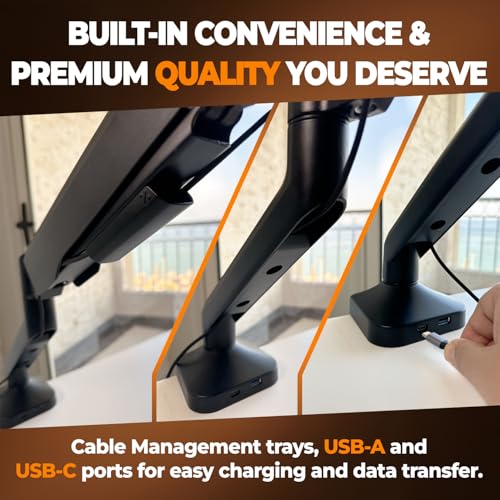 DESKELLO Elevate Pro 17.3" Laptop Mount Arm - Desk/Tabletop Clamp-Mount - Adjustable - Heavy-Duty - Matte Black