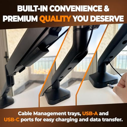 DESKELLO Elevate Pro 17.3" Laptop Mount Arm - Desk/Tabletop Clamp-Mount - Adjustable - Heavy-Duty - Matte Black