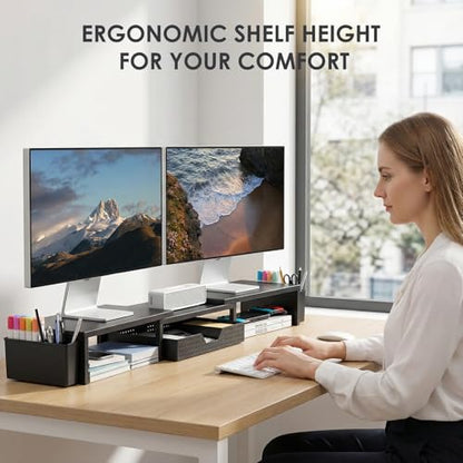 OPNICE 10x3.62x16.06 Inches Monitor Stand with Drawer and Two Pen Holders