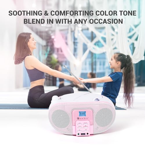 SINGING WOOD 2 Speakers GC01-P Stereo Audio System CD/MP3 Bluetooth 2 Watts Rose