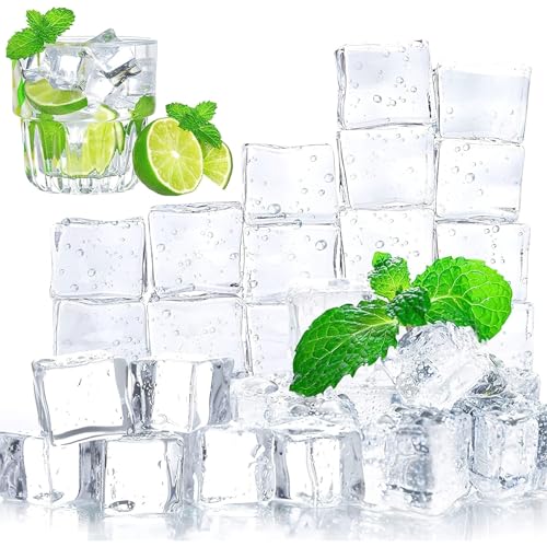DOMESTAR 0.8 x 0.8 x 0.6 Inches HR0001 Plastic Ice Cubes, 20 Pieces, BPA Free, Mildew Resistant, Dishwasher Compatible