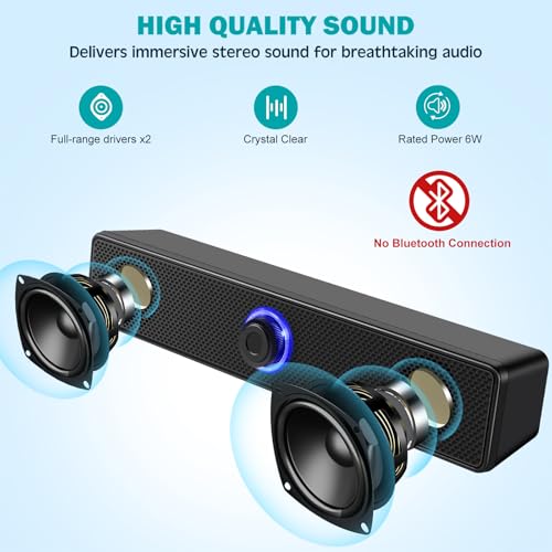TAOTOSUNE 2.0 Stereo Dual Speaker TTS004 USB-A Powered Wired Computer Speakers with 3.5mm AUX Audio Plug
