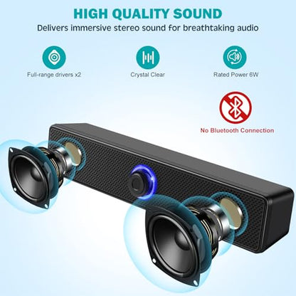 TAOTOSUNE 2.0 Stereo Dual Speaker TTS004 USB-A Powered Wired Computer Speakers with 3.5mm AUX Audio Plug