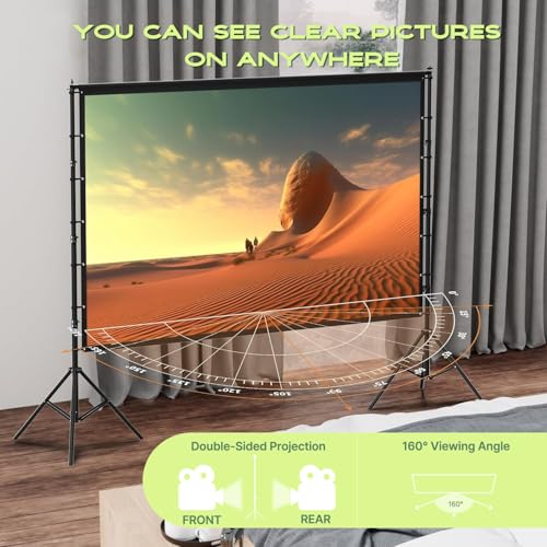 AAJK 150 inch-pro Projection Screen 4K HD Matte Manual Freestanding Polyester