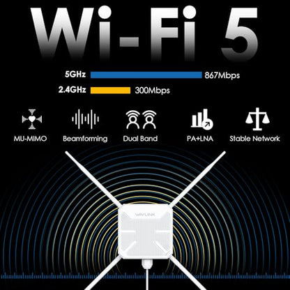 WAVLINK AC1200 WL-WN588HA2 Wireless Extender 1200Mbps Dual-Band White