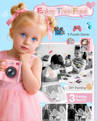 MYSTILUCK Instant Print Camera X8D 0.3MP 1080p 2" Electronic Pink