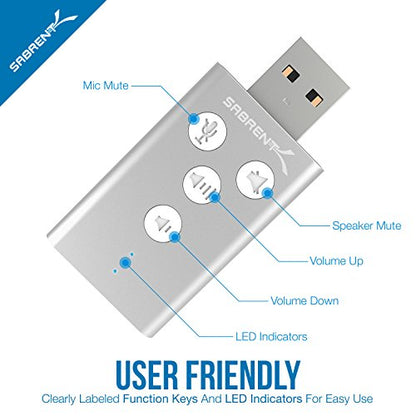 SABRENT AU-DDAS USB 2.0 Stereo Surround Sound Audio Adapter
