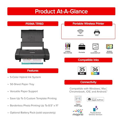 Canon PIXMA TR160 8.5" x 11" Inkjet Printer 4800 x 1200 DPI Color