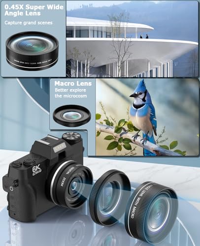 FLATIC 64MP CDR10 6K Digital Camera Compact with 3" AMOLED Screen